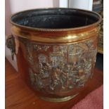 A very large Brass embossed Coal Bucket. Diam. 40 x H37cm approx.