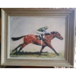Eddie Kennedy Irish. Born 1960. An Oil on Canvas of Golden Fleece. Horse and Jockey at full