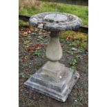 A good Stone Sun Dial on a plinth base. H85 x Diam.49cm approx.