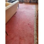 A really good pink ground Carpet of large proportions. (slight wear and staining). 660 x 510cm