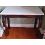 A good early 19th Century Rosewood Marble topped Side Table, possibly Irish, with carved frieze
