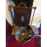 A 19th Century Copper Coal Helmet H40 x D46 x w29cm approx., along with an early 20th Century Copper