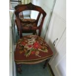 A 19th Century highly carved Walnut single Chair with beadwork seat. H88 x D46 x W46cm approx.