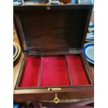 A Mahogany and Brass Inlaid Humidor style domed Box. H6 x D10 x W20cm approx.