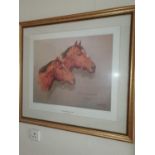 A signed Susan Crawford coloured Print of Northern Dancer. 79 x W86cm approx.