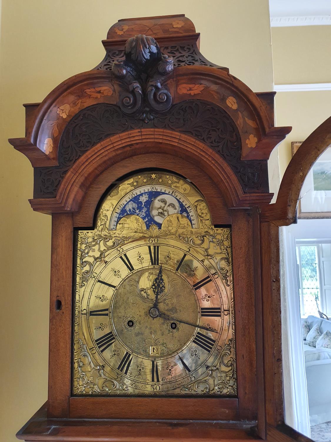 A very important Walnut and Marquetry Inlay Longcase Clock by Anthonij van Oostrom of Amsterdam, - Image 3 of 7