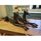 A pair of really good Bronze Greyhounds in repose. 1100cms long x 41cms High approx.