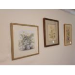 Two 20th Century still life Watercolours of Flowers along with two still life Prints.