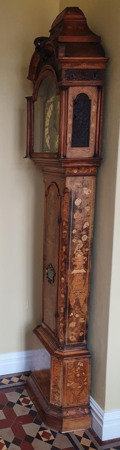 A very important Walnut and Marquetry Inlay Longcase Clock by Anthonij van Oostrom of Amsterdam, - Image 5 of 7