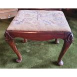 A 19th Century Stool with tapestry seat. 49 x 38 x H42cm approx.