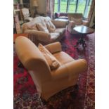 A good cream Three Piece Suite. Couch W161 x D91 x H88cm approx. Chair W98 x D80 x H90cm approx.