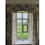 A good set of four very large double lined Curtains with floral rose decoration to fit windows and