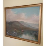A pair of Pastels of Highland Cattle by B Ward. Signed LL. H39 x W49cm approx.