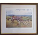 The Tipperary Fox Hounds from Moyglass towards Killenaule. A signed coloured Print by Peter Curling.