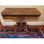 A Magnificent Regency Rosewood and Brass inlaid Foldover Card table on a moulded platform base and