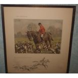 Original signed Snaffles Coloured Print. 'The Huntsman'. 'The oss loves the ound but I loves
