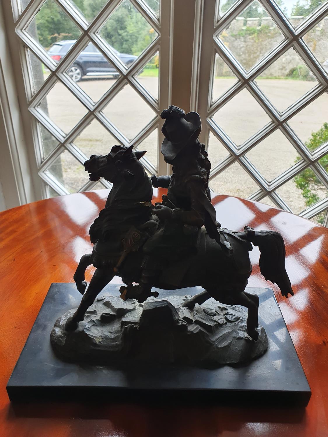 A good Bronze Figure of a Military Man on horseback on a marble base. 32 x 16 x H30cm approx. - Image 3 of 4