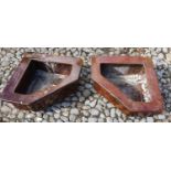 A pair of Stoneware Corner Troughs along with a sink. H27 x D56 x W77 and H32 x D48 x W63cm approx.