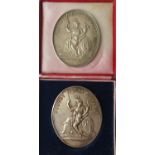 Two Silver Royal Dublin Society Medals for Hunters, 1963 & 1957. 'November Dawn' and 'Moygannon'.