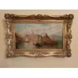 A 19th Century Oil on Canvas of Venice after Daniel Roberts, Signed and dated LR. 1834. 25 x 46cm