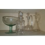A good pair of Decanters along with an Edwardian example and other crystal and glassware.
