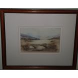 A miniature Welsh Watercolour along with a Still life porcelain Plate along with a Table and Bowl.