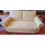 A 19th Century three seater Couch with yellow upholstery. W166cm approx. H74 x D85cm approx.