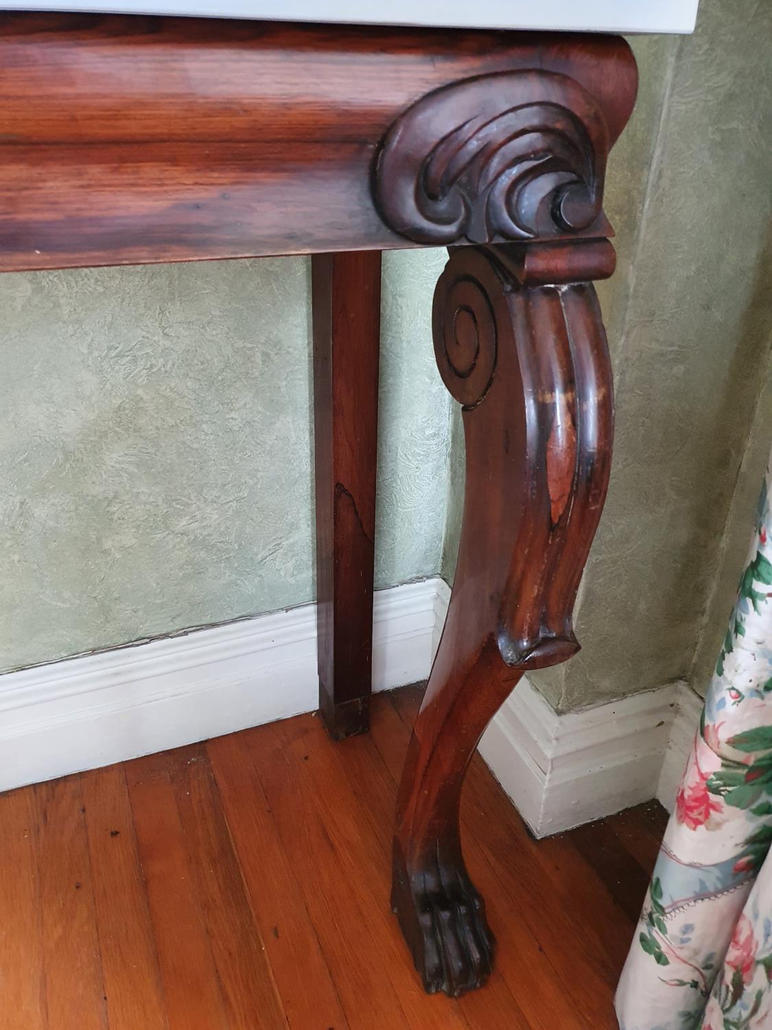 A good early 19th Century Rosewood Marble topped Side Table, possibly Irish, with carved frieze - Image 2 of 2