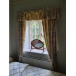 A good pair of Curtains with yellow and floral ground. Inc. Pelmet. Not double lined. Drop 220 x