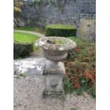 A good pair of Stone Urns (base on one damaged).