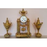 A Beautiful 19th early 20th Century Ormolu and Marble Clock Garniture by Hour Lavigne Paris. With