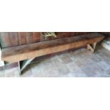 Two 19th Century Pine Benches. H52 x D27 xW244cm approx.