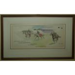 Lionel Edwards, Watercolour of Irish Hospital Sweepstakes, Irish Sweep Derby morning exercise The