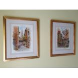 Alex Jawdokimov (Russian). A pair Watercolours of Street scenes. Signed and dated '02. LL. 38 x