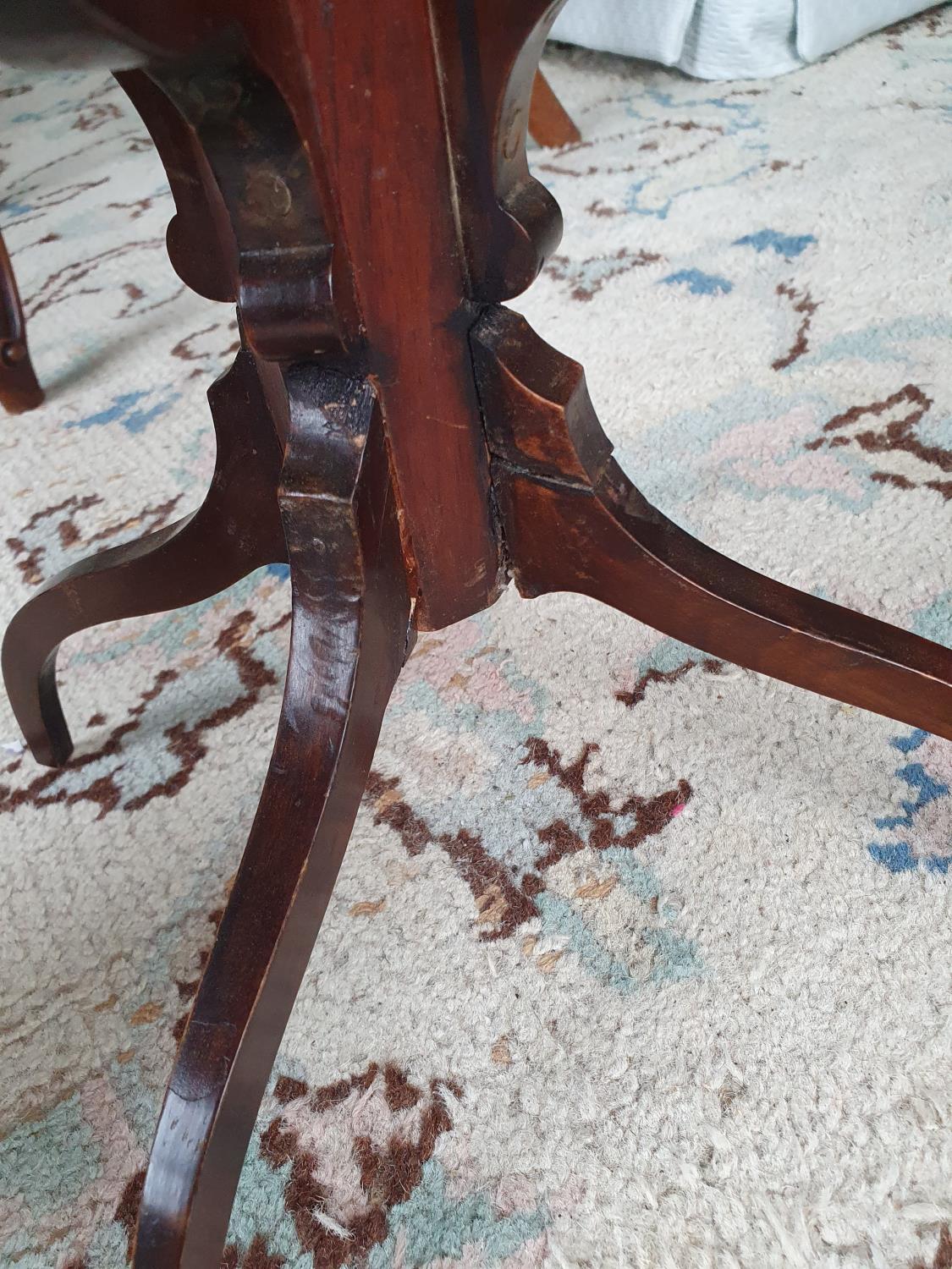 An Edwardian Mahogany Inlaid Sewing Box on shaped stand. 32 x 27 x H72cm approx. - Image 3 of 3