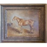 Gertrude Lowe Whelpton. 1868-1963. An Oil on Canvas Portrait of a chestnut Horse in a loose box.
