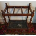 An early 20th Century Oak three compartment Stick Stand H60 x D27 x W52cm approx., along with an