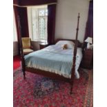 An early 20th Century Mahogany four Poster Bed with mattress and covers. H171 x L205 x W137cm
