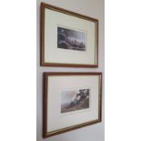 A pair of Coloured Prints after D M Dent 'Come rain or shine' and 'No faint hearts'. Both signed