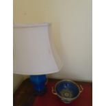 A Minton Bowl and a table lamp.