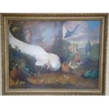 After The Original, A large Oil on Canvas, An Assembly of Birds after Adriaen van Oolen. 86 x 114