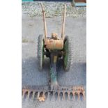 An Allen of Oxford Villiers Lawnmower. Wheel diam. 65cm approx.