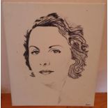 A Pen and Ink Drawing highlighted in colourd of Pamula Mitford Jackson by E Jordan. Signed LR.