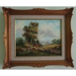 An Oil on Canvas of a country Scene, indistinct signed LR.
