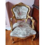 A good pair of Gilt Armchairs with tapestry upholstered seats and backs. 66 x 64 x H96cm approx.