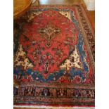 A full pile hand woven Turkmen Carpet with all over diamond Bukhara design. 315 x 223cm approx.