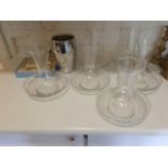 A quantity of Wine Decanters along with Newbridge Silverware items.