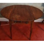 A Georgian Mahogany oval Dropleaf Table on tapered supports. 105 x 76 x H 71cm approx.