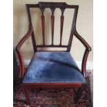 A good 19th Century Mahogany Elbow Chair with fluted front supports. H94 x D48 x W57cm approx.