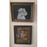 Three 19th early 20th Century Oils of Dogs. Largest 21 x W38cm approx.